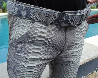 Echte python slangenleer HEREN broek echte leren broek op maat gemaakt