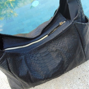 weiche Hobo Black Python Tasche - Schlangenleder Geldbörse & Handtasche, Geschenk für Sie, Ausverkauf