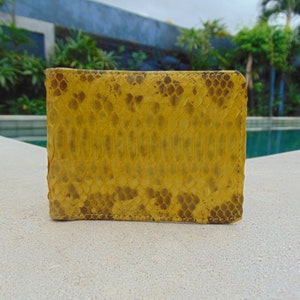 Cartera de piel de serpiente pitón auténtica para hombre, cartera plegable de cuero, exclusiva y limitada.
