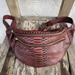 Echte Python Schlangenhaut Gürteltasche - Stylische Schulter Sling für Herren