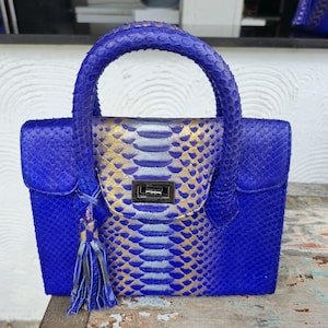 Handgefertigte echte Python Schlangenhaut Tasche Handtasche Handtasche echte Schlangenhaut Tasche echtes Leder Schlangenleder Geldbörse