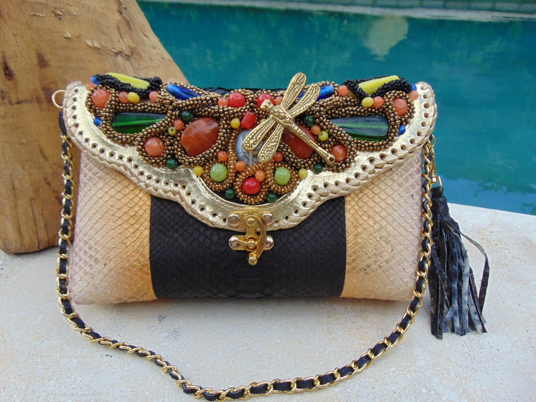 Bolso de piel de serpiente de piton genuino bolso de mano bolso de piel de serpiente real bolso de hombro para mujer bolso de mano Etsy Espana