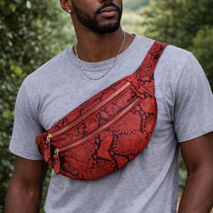 Schlangenhaut Gürteltasche - Stylische Schulter Sling für Herren