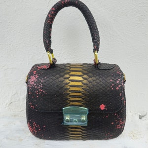 Handgefertigte echte Python Schlangenleder Einkaufstasche Handtasche echte Schlangenhaut Tasche echt Leder Schlangenleder Geldbörse Kreuz Schulter Schlangenleder Geldbörse