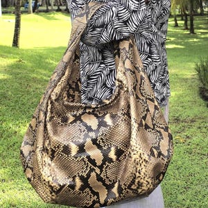 Elegante dunkel Creme Python Leder Hobo Bag - Stylische Designer Schulter Geldbörse für Frauen