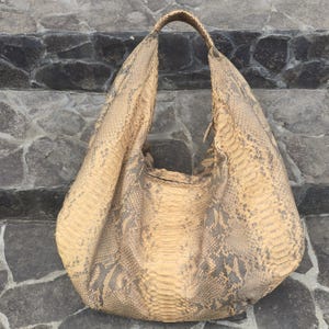 Python Hobo Bag  Luxury Oversize Snakeskin Shoulder Bag large soft tote Purse