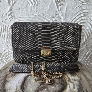 Handgefertigte echte Python Schlangenleder Einkaufstasche Handtasche echte Schlangenhaut Tasche echt Leder Schlangenleder Geldbörse Kreuz Schulter Schlangenleder Geldbörse