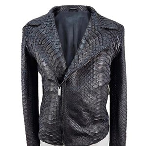 Jaqueta masculina feita à mão – Pele de cobra King Python, sob medida, de primeira classe.