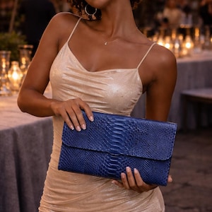 Portafoglio in pelle di serpente, borsa in pelle esotica fatta a mano