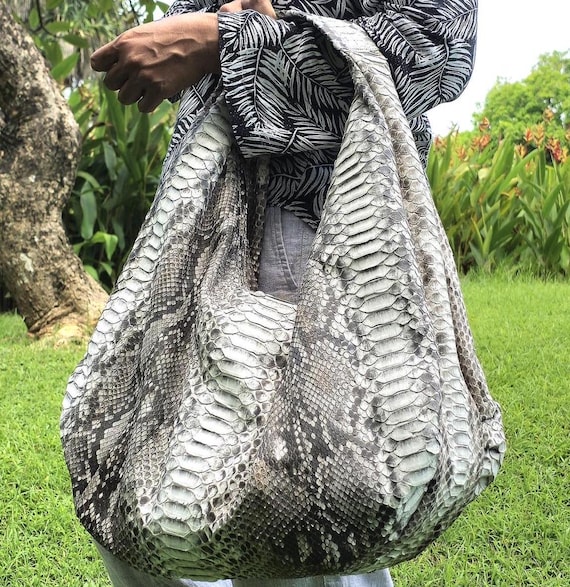 Elegant Natural Color Python Leather Hobo Bag – Classy Designer - Main Image