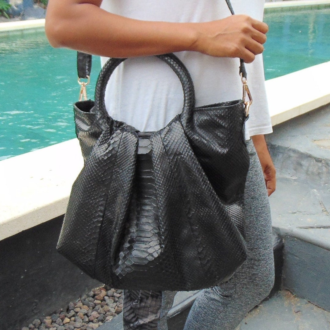Black Bag, Black Purse, Black Handbag, Python Bag, Snakeskin Purse ...