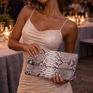 Borsa a mano in pelle di pitone - Borsa da viaggio di lusso immagine 2