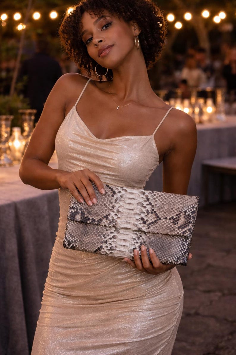 Borsa a mano in pelle di pitone - Borsa da viaggio di lusso immagine 2