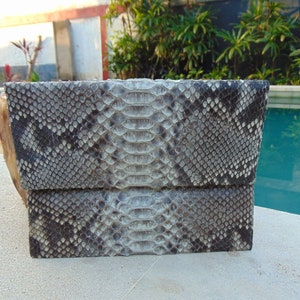 XXL Clutch Bag Handgemachte authentische Pythonleder-Handtasche aus Schlangenleder