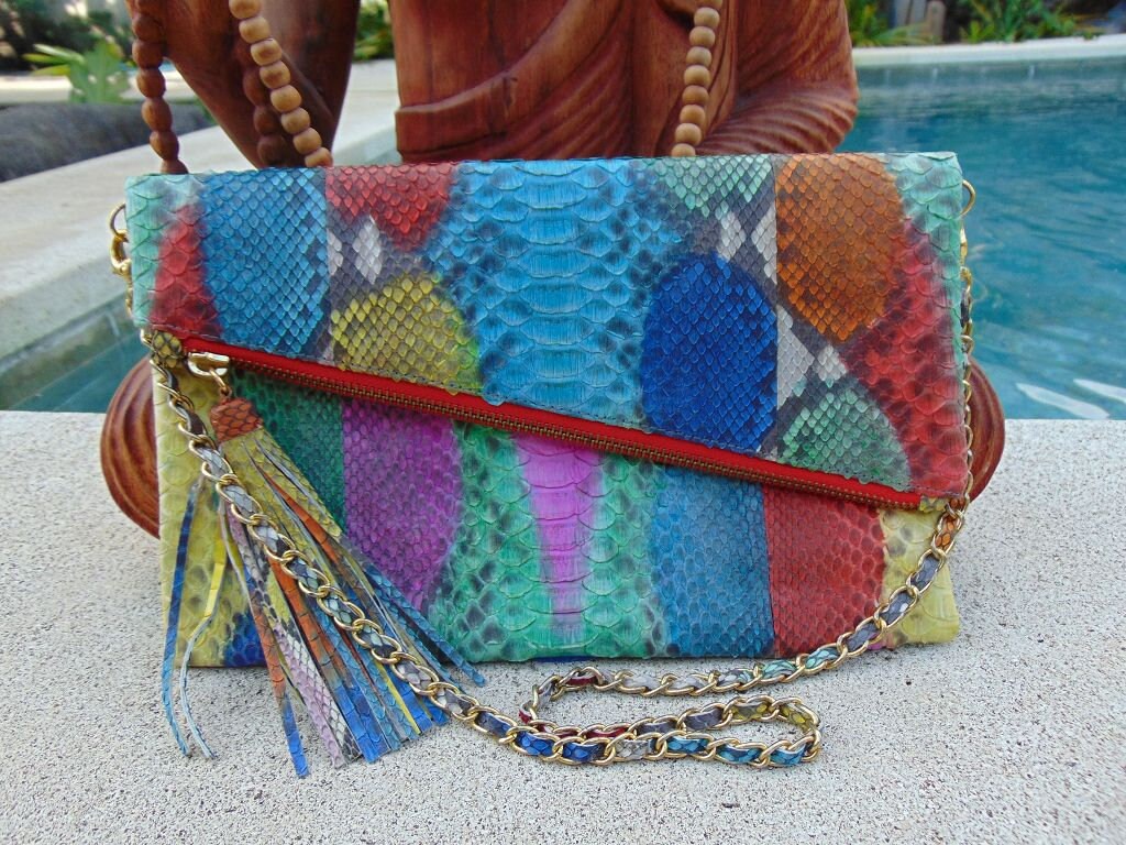 Indotradeart Handmade Authentic Python Snakeskin Clutch Bag Travel Handbag Etsy