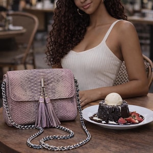 Snakeskin Crossbody Bag: Real Leather Purse