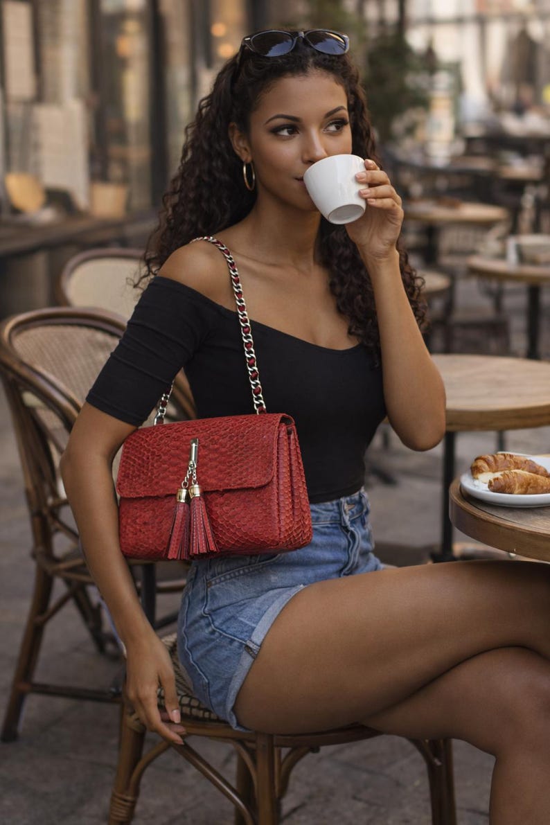 Python Snakeskin Crossbody Bag: Real Leather Purse image 1