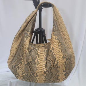 Cream Python Hobo Bag  Luxury Oversize Snakeskin Shoulder Bag large soft tote Purse