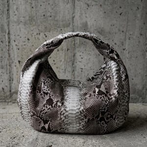 Nature color Python Leather Hobo Bag Luxury Snakeskin Handbag Purse