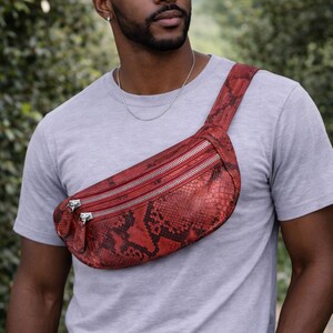 Python Schlangenhaut Gürteltasche - Stylische Schulter Sling für Herren