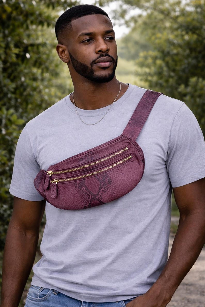 Python Snake Skin Belt Bag – Stylish Shoulder Sling for Men image 1