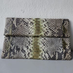 Cartera de piel de serpiente pitón auténtica – Monedero de viaje exótico hecho a mano – Bolso de mano de cuero auténtico