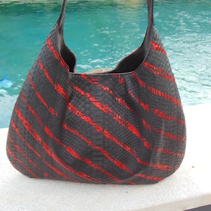 Echte Python Hobo Tasche - Schlangenleder Handtasche, Schultertasche, Echt Leder für Damen