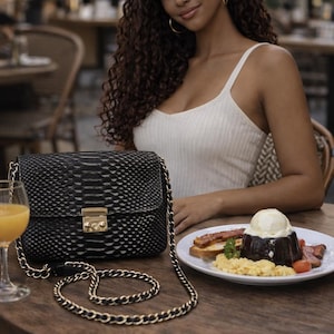 Sac à bandoulière en peau de serpent en python