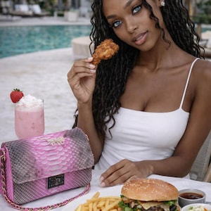 Python Snakeskin Crossbody Bag: Real Leather Purse