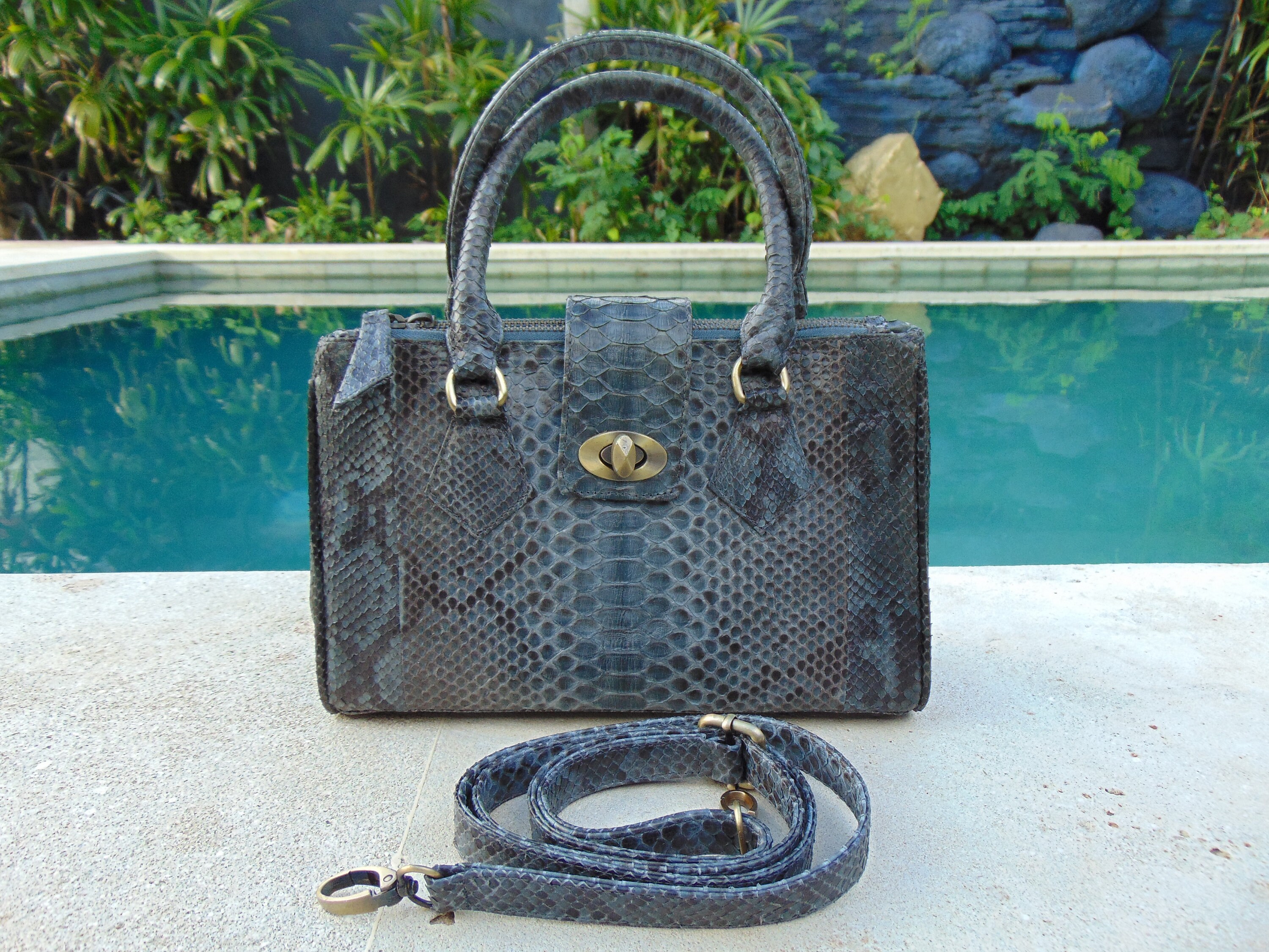Genuine python snakeskin handbag purse real snake skin bag Etsy