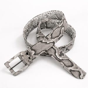 Cinturón de piel de serpiente pitón birmana, lujoso cinturón de vestir hecho a mano, unisex.