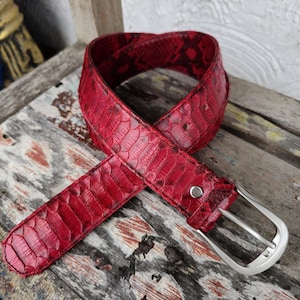 Cinturón de piel de serpiente pitón auténtica, lujoso cinturón de vestir hecho a mano, unisex