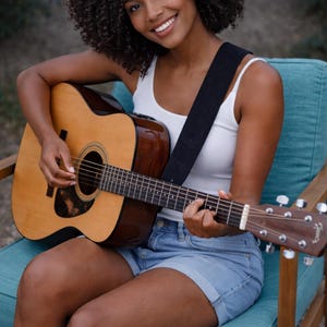 Python Snakeskin Guitar Strap – Genuine Leather, Charcoal Navy Pattern