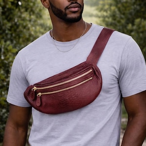 Python Schlangenhaut Gürteltasche - Stylische Schulter Sling für Herren