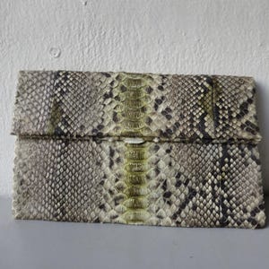 Cartera de piel de serpiente pitón auténtica – Monedero de viaje exótico hecho a mano – Bolso de mano de cuero auténtico