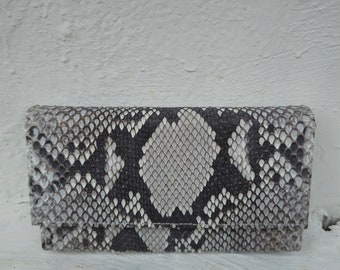 Python Schlangenleder Geldbörse: Handgefertigte Leder-Clutch