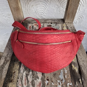 Echte Python Schlangenhaut Gürteltasche - Stylische Schulter Sling für Herren