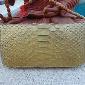 Carteira feminina de pele de cobra python genuína, carteira grande de couro de cobra original python com zíper