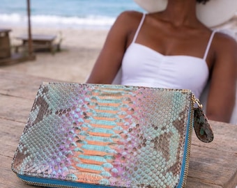 Python Snakeskin Wallet: Zip Around Leather Clutch