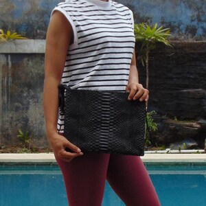 XL Clutch Bag Handgemachte authentische Pythonleder-Handtasche aus Schlangenleder