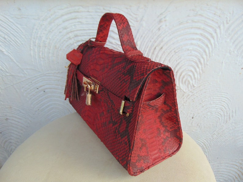 Python Schlangenleder Handtasche: Crossbody Schultertasche Bild 4