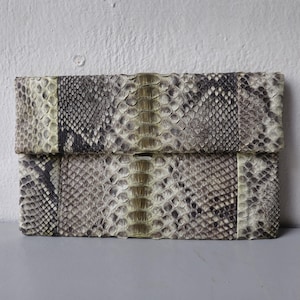 Cartera de piel de serpiente pitón auténtica – Monedero de viaje exótico hecho a mano – Bolso de mano de cuero auténtico