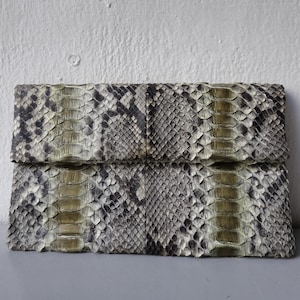 Cartera de piel de serpiente pitón auténtica – Monedero de viaje exótico hecho a mano – Bolso de mano de cuero auténtico