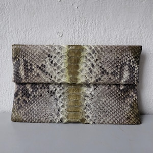 Cartera de piel de serpiente pitón auténtica – Monedero de viaje exótico hecho a mano – Bolso de mano de cuero auténtico