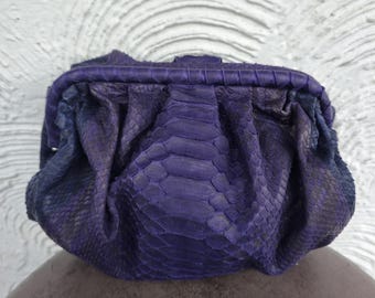 Sac cloud en peau de serpent en python - Sac à main et pochette en cuir élégants pour femme
