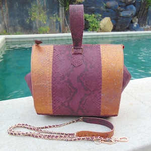 Handgefertigte echte Python Schlangenleder Einkaufstasche Handtasche echte Schlangenhaut Tasche echt Leder Schlangenleder Geldbörse Kreuz Schulter Schlangenleder Geldbörse
