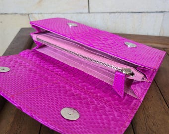 Schlangenleder Geldbörse - Echtleder Reißverschluss für Frauen - Große, handgefertigte Geldbörse
