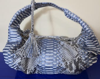 Borsa hobo in pelle di pitone / Elegante borsa tote da donna morbida