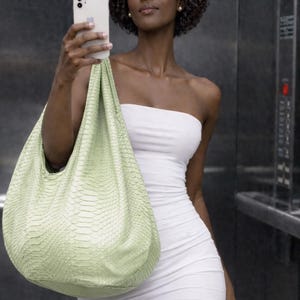 Snake Skin Purse | Real Python Leather Hobo Bag | Elegant Slouch Women’s Tote