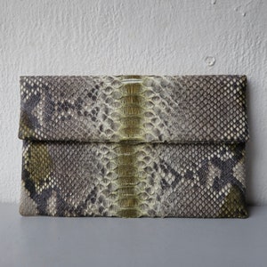 Cartera de piel de serpiente pitón auténtica – Monedero de viaje exótico hecho a mano – Bolso de mano de cuero auténtico